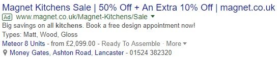 location extensions advert example