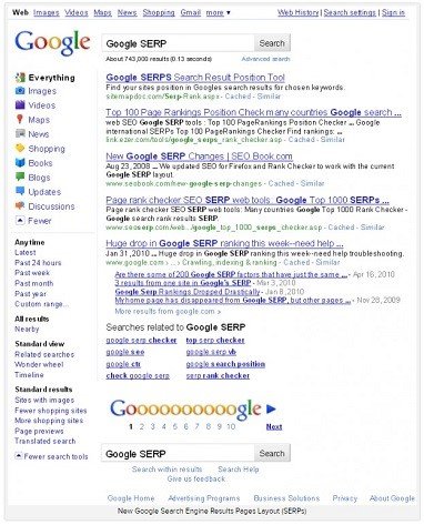 Google SERP's c.2010