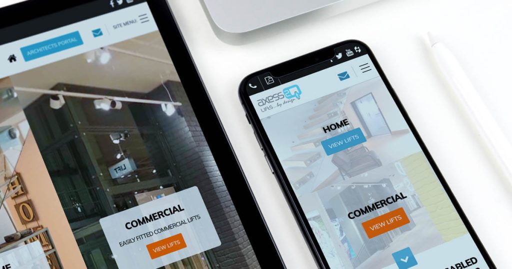 Axess2 website on tablet and smart phone