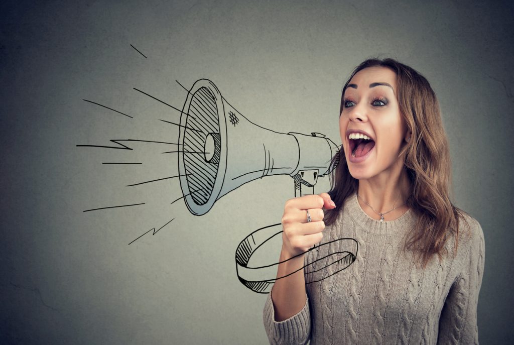 woman with megaphone