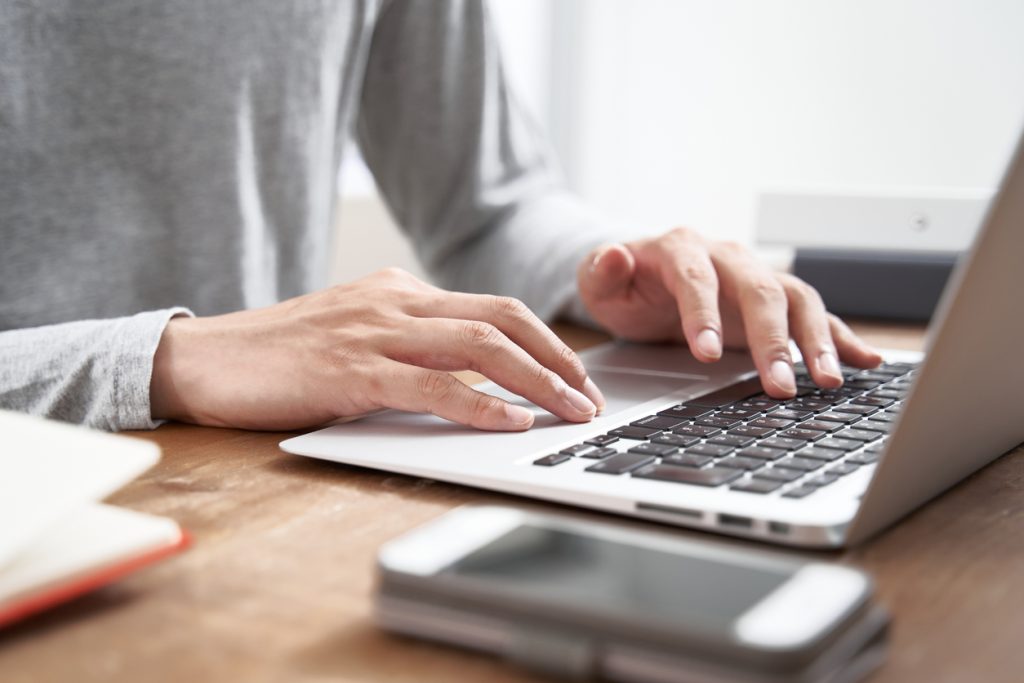 businessman working from home in plain clothes