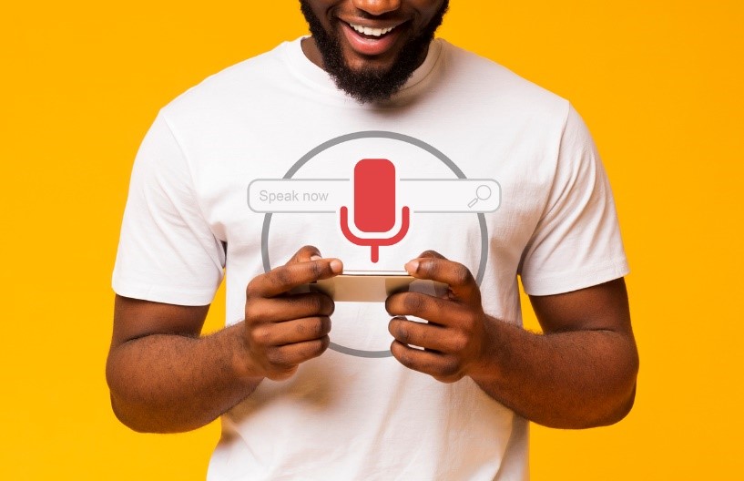 Man using voice search
