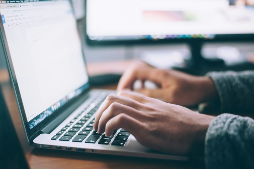 Typing on a macbook